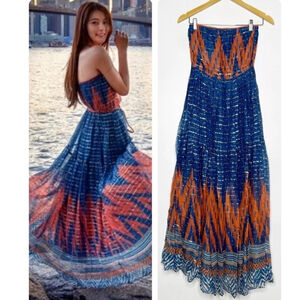 NWT Anthropologie Nora Maxi Dress Verb Size:4 Smocked Strapless BOHO MSRP:$228